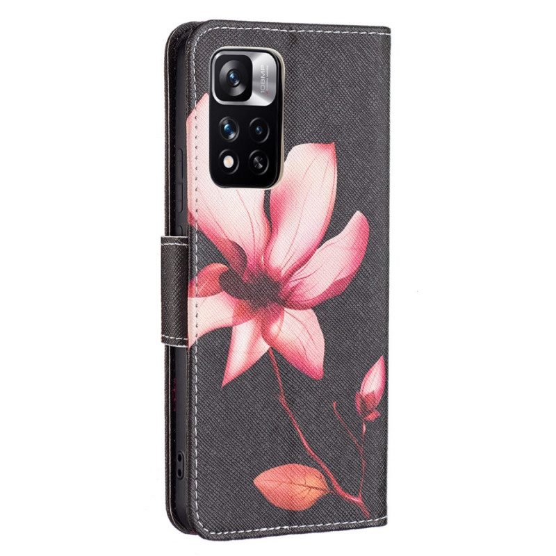 Custodia in pelle Xiaomi Redmi Note 11 Pro Plus 5G Fiore Rosa