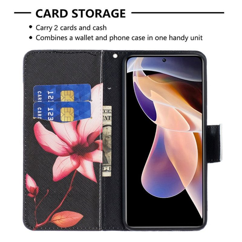 Custodia in pelle Xiaomi Redmi Note 11 Pro Plus 5G Fiore Rosa