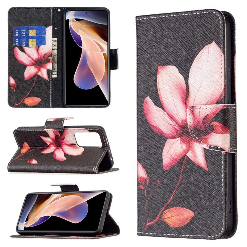 Custodia in pelle Xiaomi Redmi Note 11 Pro Plus 5G Fiore Rosa