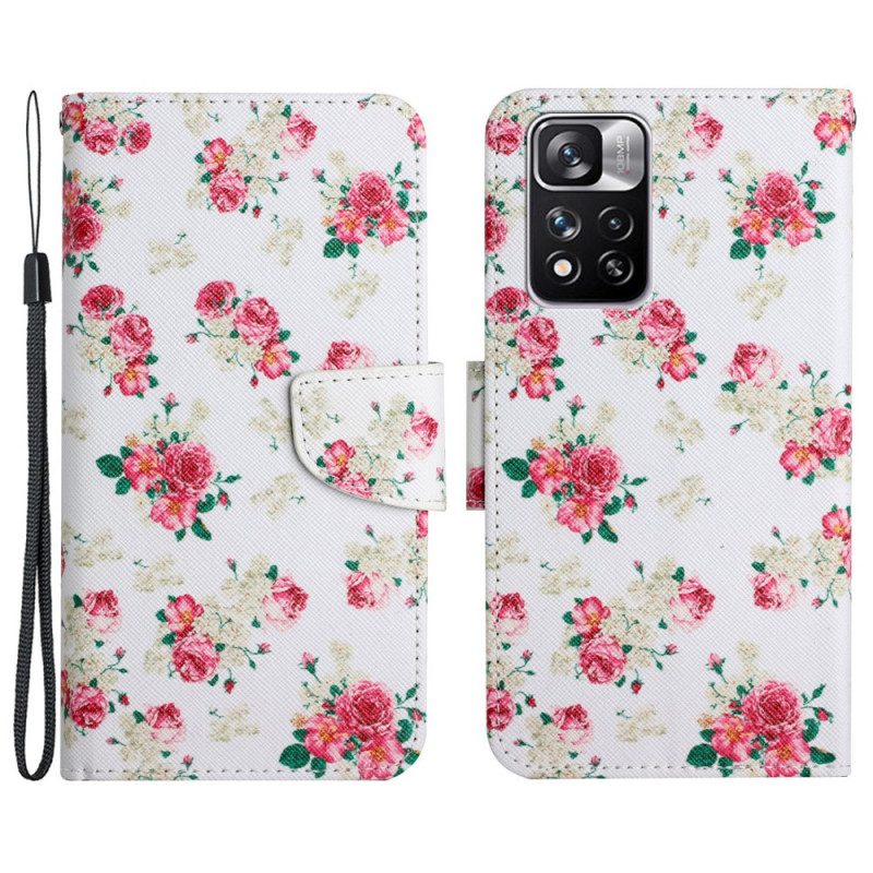 Custodia in pelle Xiaomi Redmi Note 11 Pro Plus 5G Fiori Liberty Royal