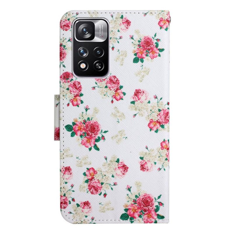 Custodia in pelle Xiaomi Redmi Note 11 Pro Plus 5G Fiori Liberty Royal