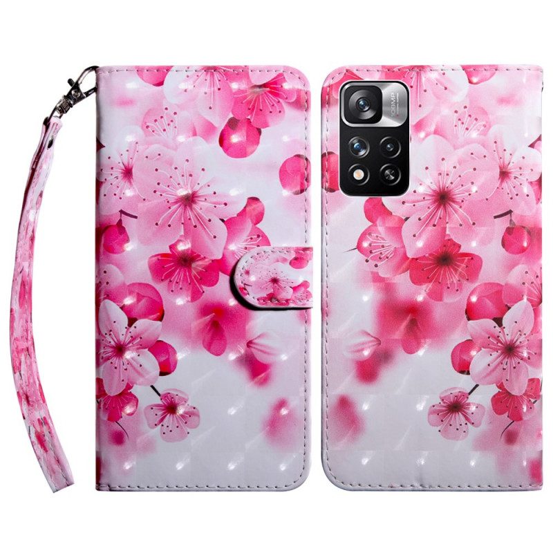 Custodia in pelle Xiaomi Redmi Note 11 Pro Plus 5G Fiori Rosa