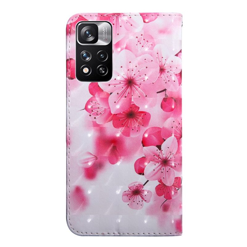 Custodia in pelle Xiaomi Redmi Note 11 Pro Plus 5G Fiori Rosa