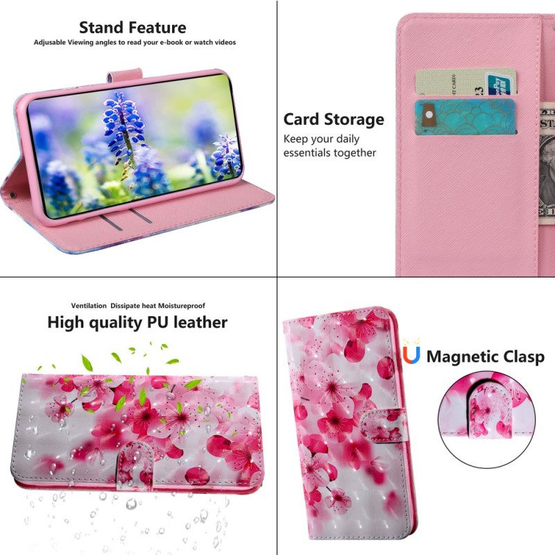 Custodia in pelle Xiaomi Redmi Note 11 Pro Plus 5G Fiori Rosa