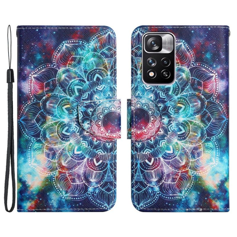 Custodia in pelle Xiaomi Redmi Note 11 Pro Plus 5G Mandala Con Spalline Vistose