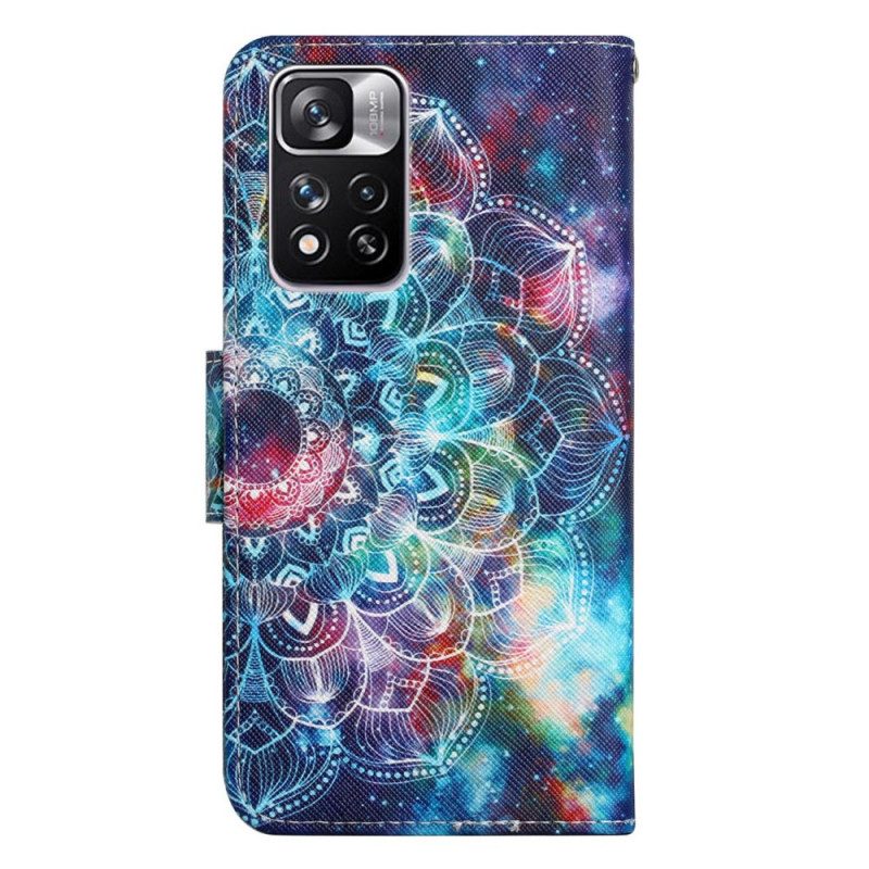 Custodia in pelle Xiaomi Redmi Note 11 Pro Plus 5G Mandala Con Spalline Vistose