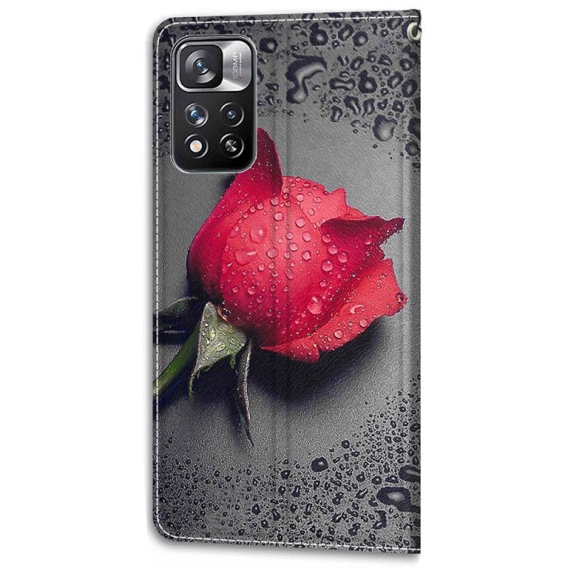 Custodia in pelle Xiaomi Redmi Note 11 Pro Plus 5G Rose Con Cordino