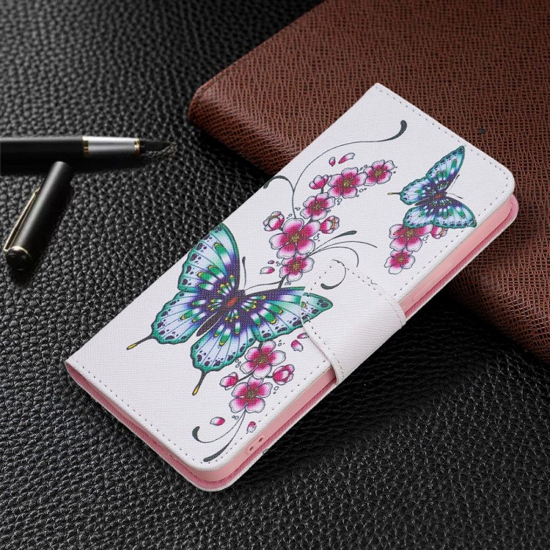 Custodia in pelle Xiaomi Redmi Note 11 Pro Plus 5G Stile Farfalle