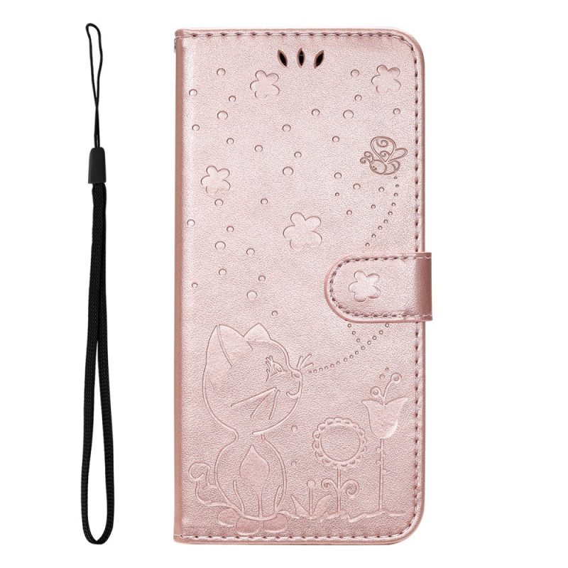 Custodia in pelle Xiaomi Redmi Note 11 Pro Plus 5G Strappy Cat E Api