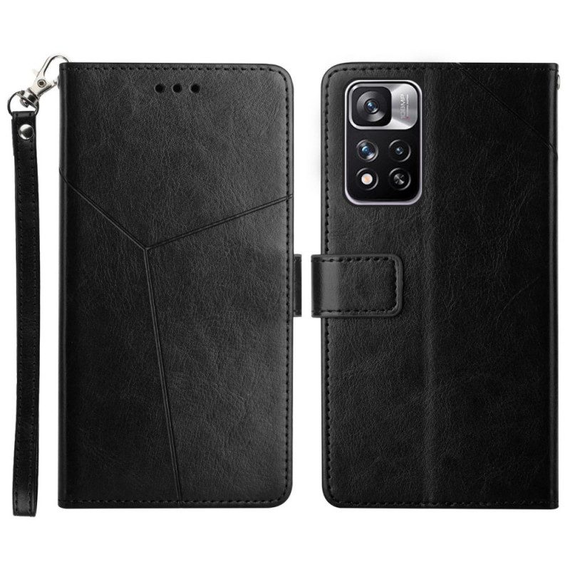 Custodia in pelle Xiaomi Redmi Note 11 Pro Plus 5G Strappy Stile Geometrico In Pelle