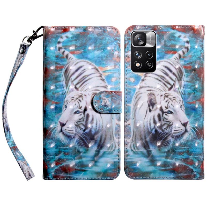 Custodia in pelle Xiaomi Redmi Note 11 Pro Plus 5G Tigre In Acqua