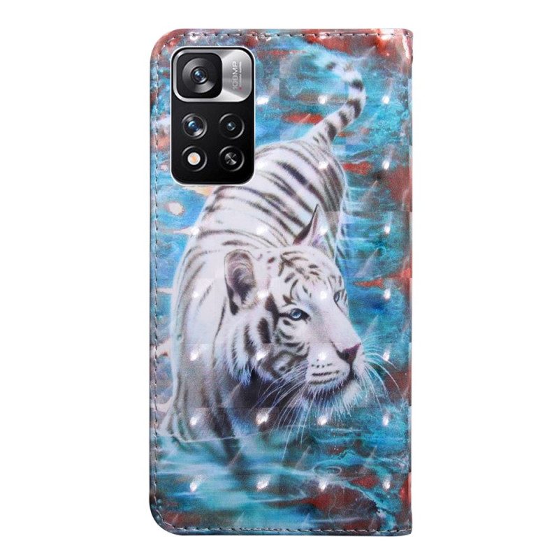 Custodia in pelle Xiaomi Redmi Note 11 Pro Plus 5G Tigre In Acqua