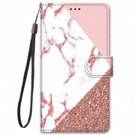 Custodia in pelle Xiaomi Redmi Note 11 Pro Plus 5G Triangolo In Marmo E Glitter