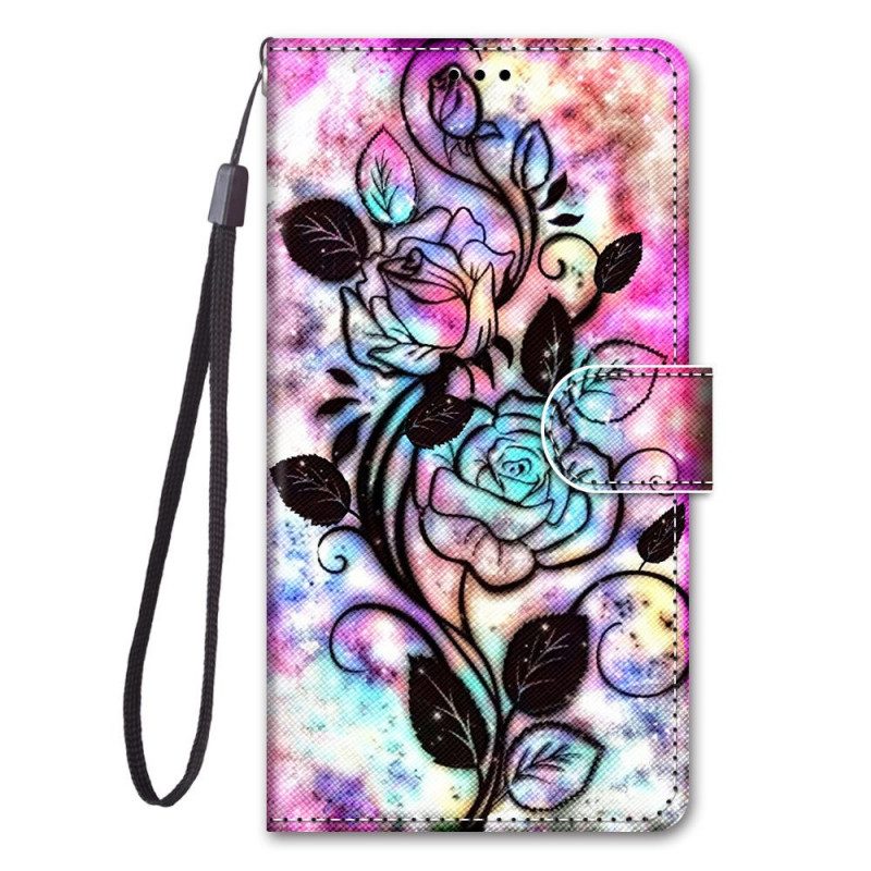 Folio Cover Xiaomi Redmi Note 11 Pro Plus 5G Cinturino Fiori