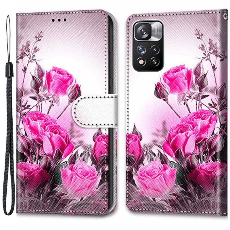 Folio Cover Xiaomi Redmi Note 11 Pro Plus 5G Cinturino Fiori