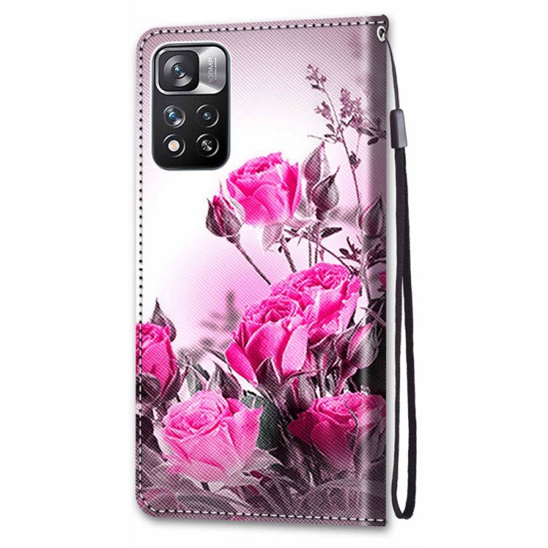 Folio Cover Xiaomi Redmi Note 11 Pro Plus 5G Cinturino Fiori