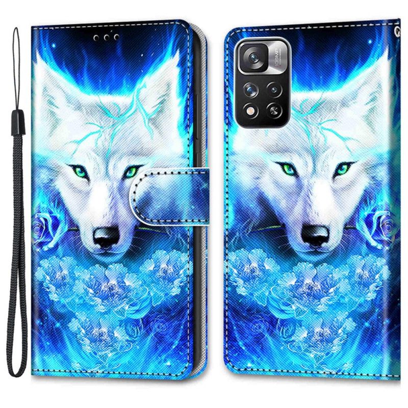 Folio Cover Xiaomi Redmi Note 11 Pro Plus 5G Cordino Lupo