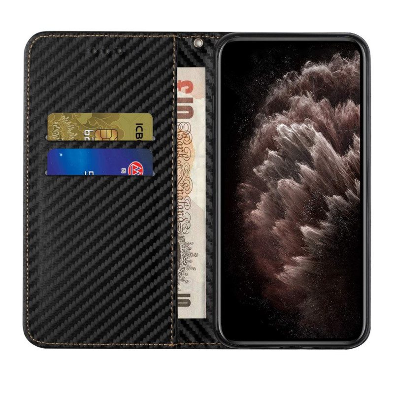 Folio Cover Xiaomi Redmi Note 11 Pro Plus 5G Custodia in pelle Cinturino In Fibra Di Carbonio