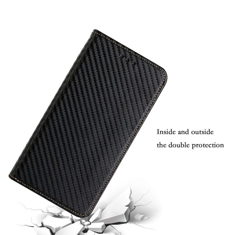 Folio Cover Xiaomi Redmi Note 11 Pro Plus 5G Custodia in pelle Cinturino In Fibra Di Carbonio