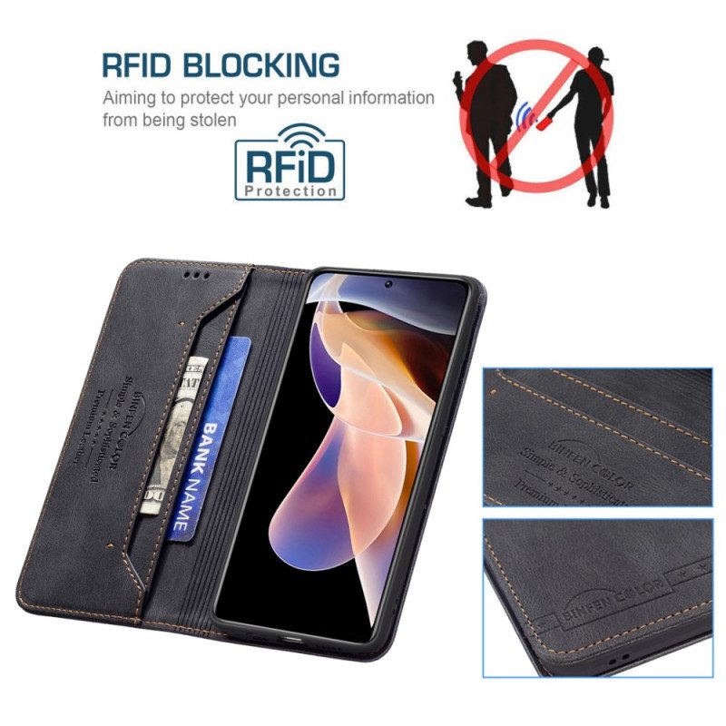 Folio Cover Xiaomi Redmi Note 11 Pro Plus 5G Custodia in pelle Cucito Rfid A Colori Binfen