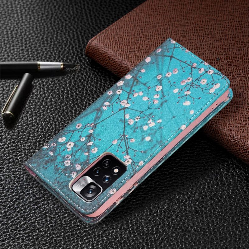 Folio Cover Xiaomi Redmi Note 11 Pro Plus 5G Custodia in pelle Rami Fioriti