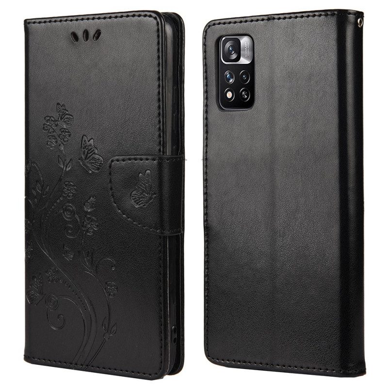 Folio Cover Xiaomi Redmi Note 11 Pro Plus 5G Farfalle E Fiori