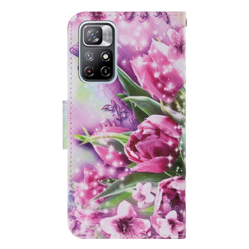 Folio Cover Xiaomi Redmi Note 11 Pro Plus 5G Farfalle E Tulipani