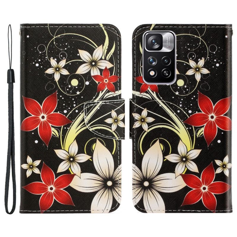 Folio Cover Xiaomi Redmi Note 11 Pro Plus 5G Fiori Strappy Colorati