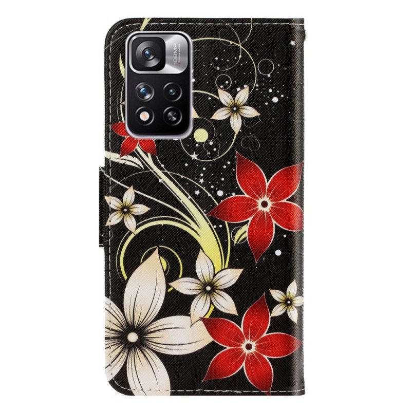 Folio Cover Xiaomi Redmi Note 11 Pro Plus 5G Fiori Strappy Colorati