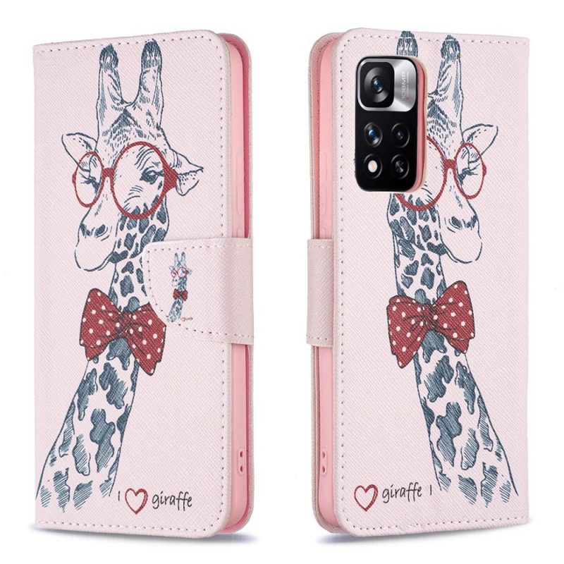 Folio Cover Xiaomi Redmi Note 11 Pro Plus 5G Giraffa Intelligente