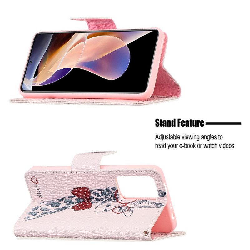 Folio Cover Xiaomi Redmi Note 11 Pro Plus 5G Giraffa Intelligente