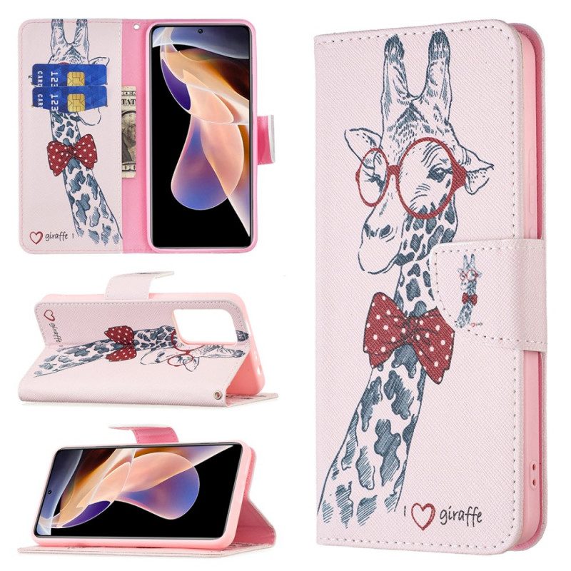 Folio Cover Xiaomi Redmi Note 11 Pro Plus 5G Giraffa Intelligente