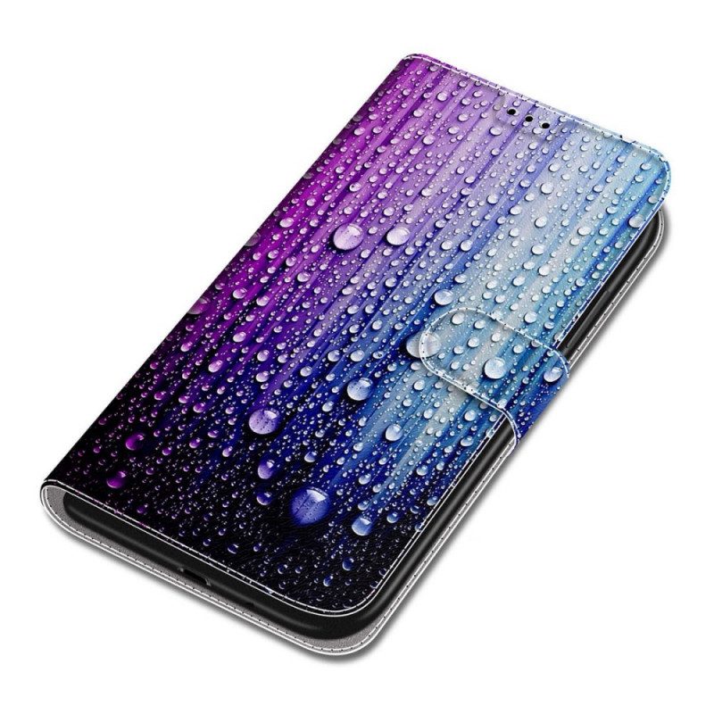 Folio Cover Xiaomi Redmi Note 11 Pro Plus 5G Gocce D'acqua Con Cordino