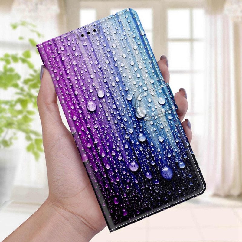 Folio Cover Xiaomi Redmi Note 11 Pro Plus 5G Gocce D'acqua Con Cordino