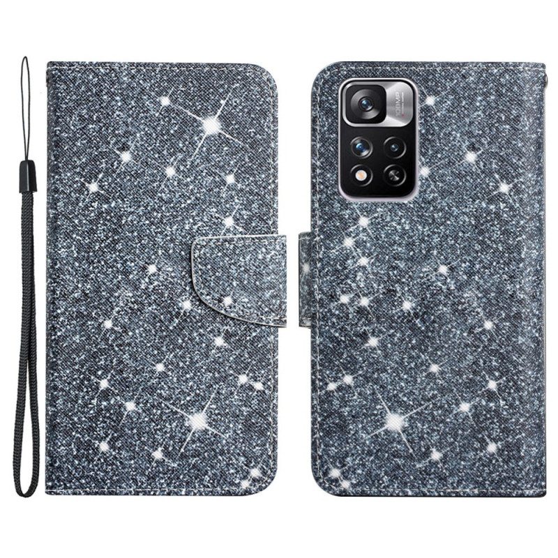 Folio Cover Xiaomi Redmi Note 11 Pro Plus 5G Paillettes Strappy