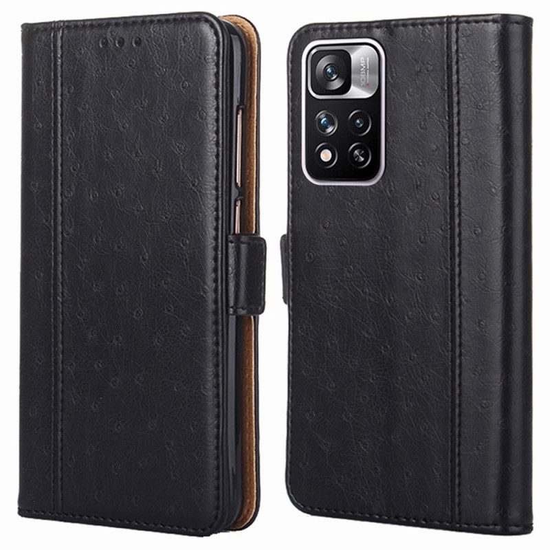 Folio Cover Xiaomi Redmi Note 11 Pro Plus 5G Struttura Della Pelle Di Struzzo