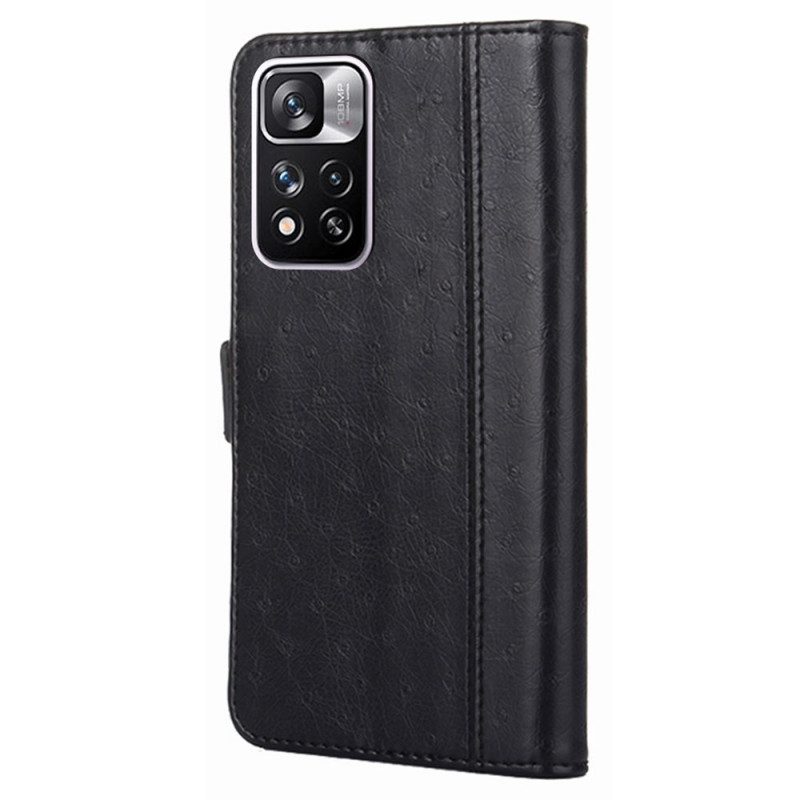 Folio Cover Xiaomi Redmi Note 11 Pro Plus 5G Struttura Della Pelle Di Struzzo