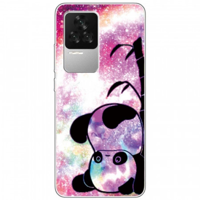 Cover Poco F4 Panda In Silicone A Testa In Giù