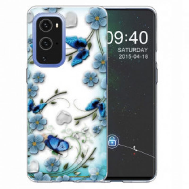 Cover OnePlus 9 Pro Farfalle E Fiori Retrò