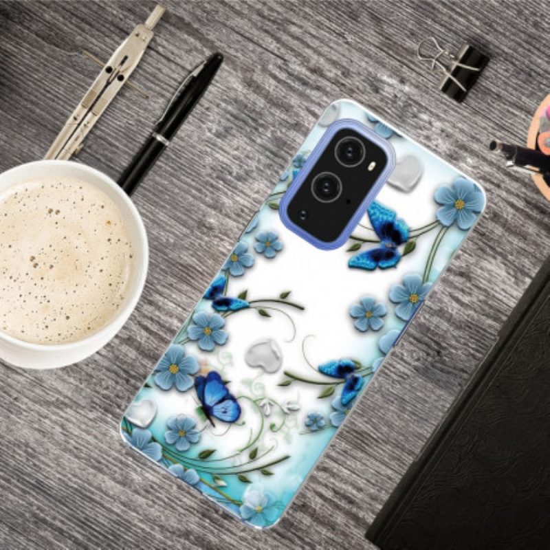 Cover OnePlus 9 Pro Farfalle E Fiori Retrò