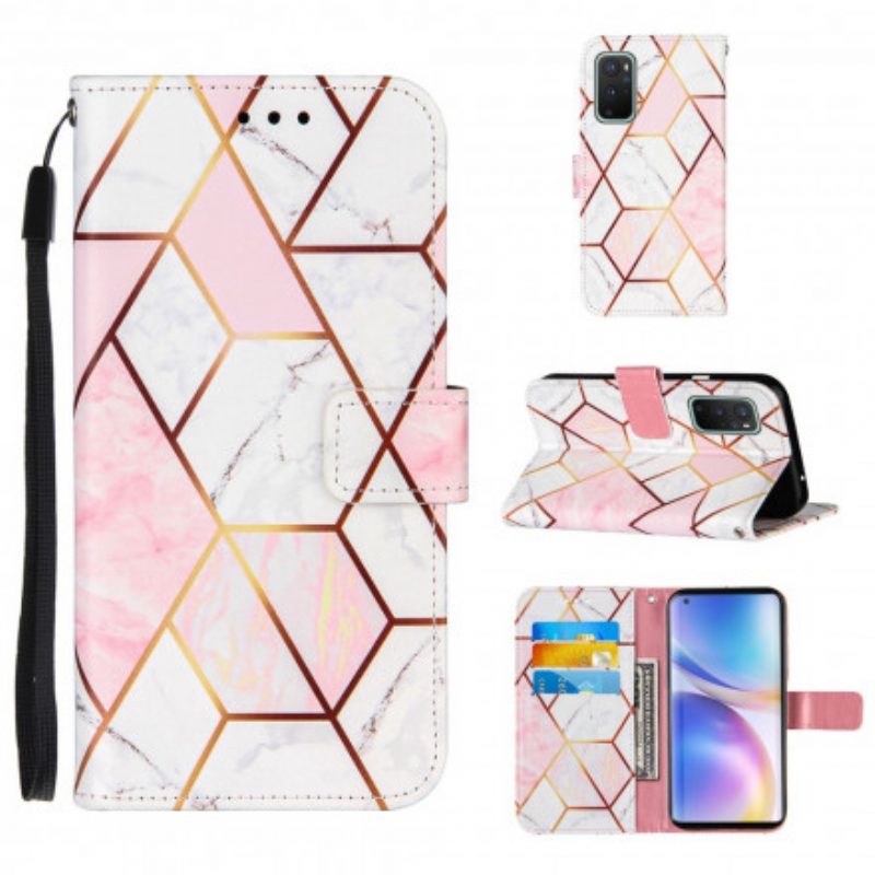 Custodia in pelle OnePlus 9 Pro Marmo Geometrico A Strisce