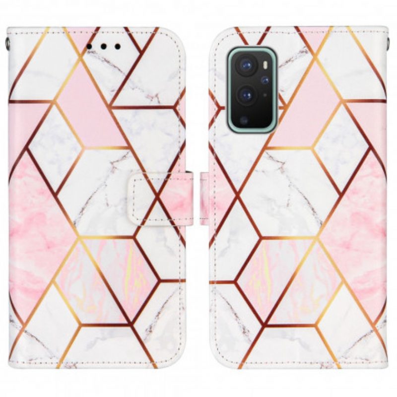 Custodia in pelle OnePlus 9 Pro Marmo Geometrico A Strisce