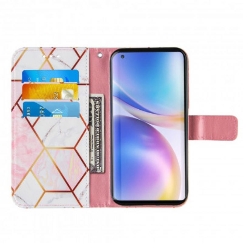 Custodia in pelle OnePlus 9 Pro Marmo Geometrico A Strisce