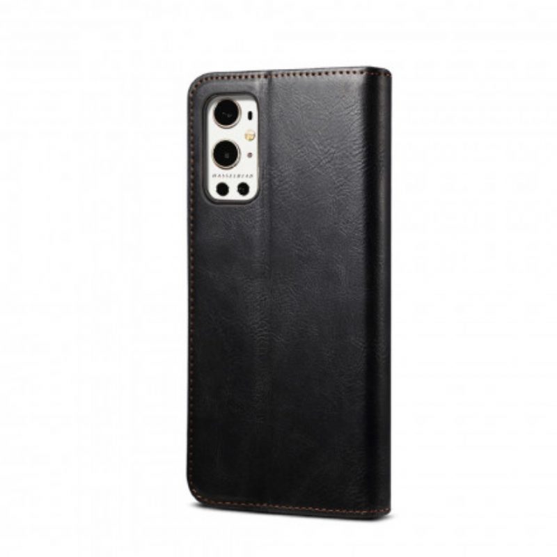 Folio Cover OnePlus 9 Pro Custodia in pelle Ecopelle Cerata