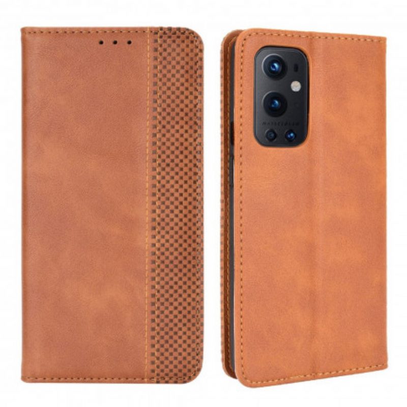 Folio Cover OnePlus 9 Pro Custodia in pelle Effetto Pelle Vintage Stilizzato