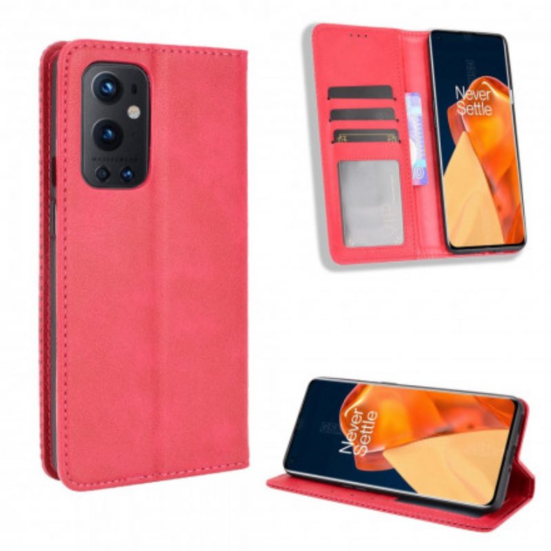 Folio Cover OnePlus 9 Pro Custodia in pelle Effetto Pelle Vintage Stilizzato