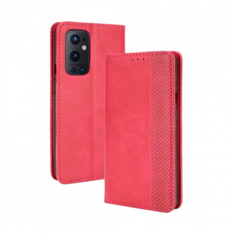 Folio Cover OnePlus 9 Pro Custodia in pelle Effetto Pelle Vintage Stilizzato