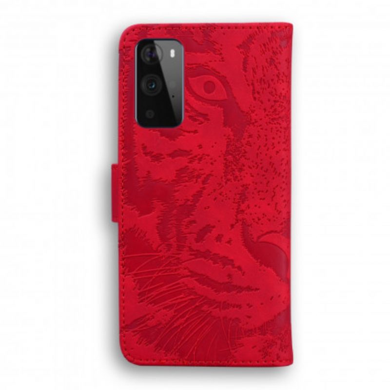 Folio Cover OnePlus 9 Pro Stampa Faccia Di Tigre