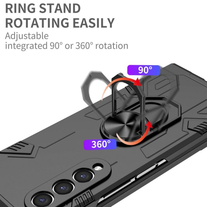 Cover Samsung Galaxy Z Fold 4 Bimateriale E Anello Rotante