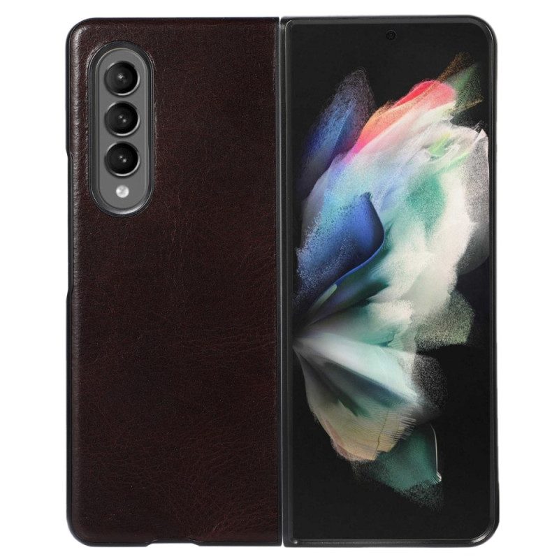 Cover Samsung Galaxy Z Fold 4 Classica Vera Pelle Di Mucca